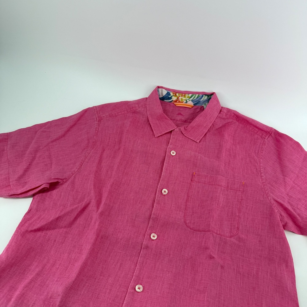 Tommy Bahama Mens Pink Lace Sea‎ Glass Camp Shirt 100% Linen NWT Medium